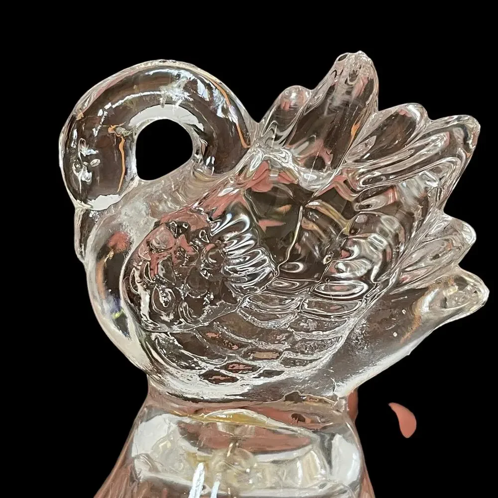 Vintage Glass Swan Bell Handle Branson Missouri Souvenir Pastel Scalloped Rim